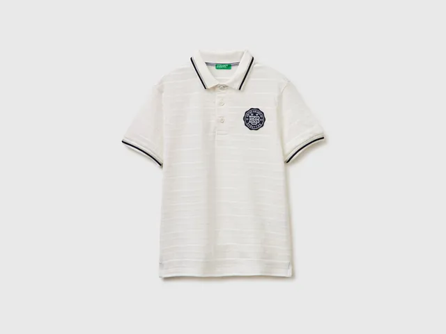 United Colors of Benetton Polos Striped polo patch polo righe cotone