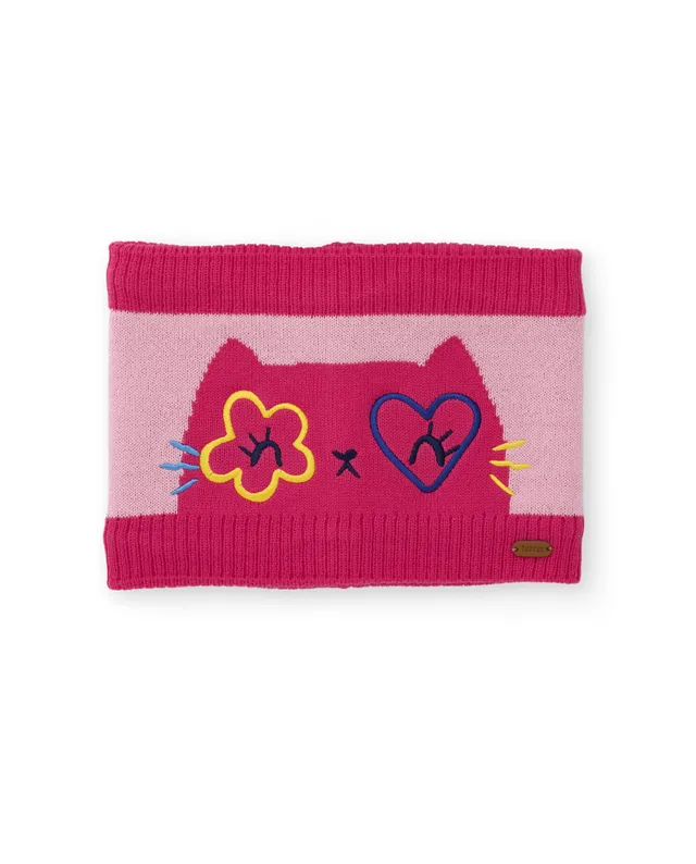 TucTuc Accessori scaldacollo bambina fucsia gatto tricot