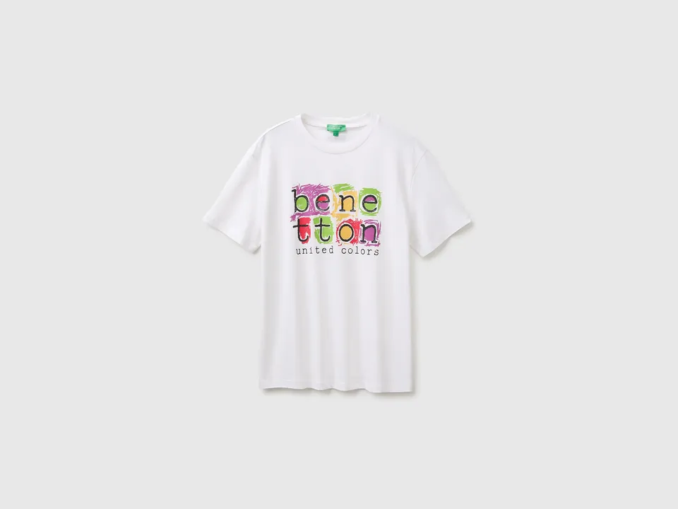 United Colors of Benetton T-shirt logo regular fit M cotone bio