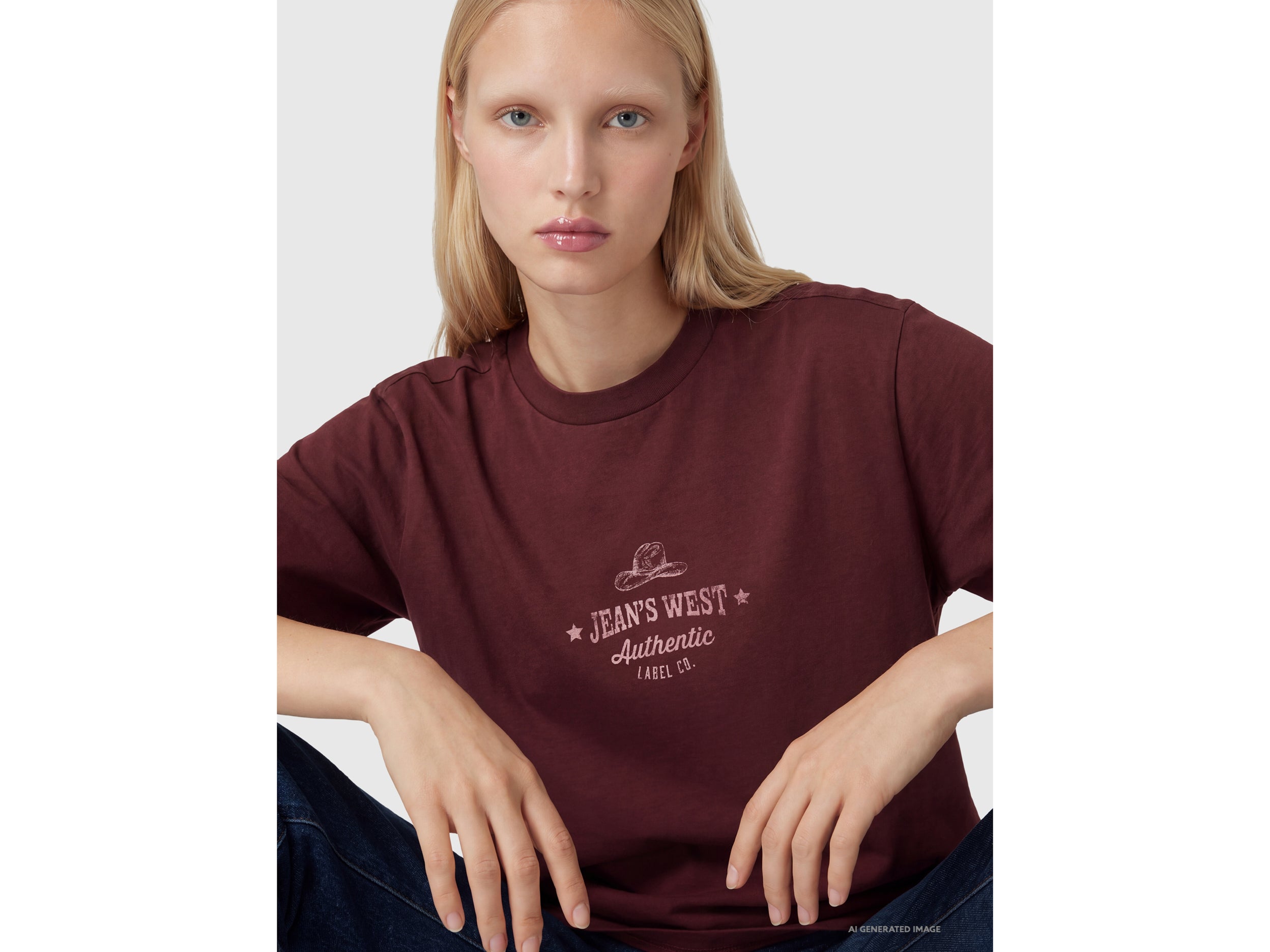 Benetton T-Shirts and Tops T-shirt over-fit western maglietta cotone