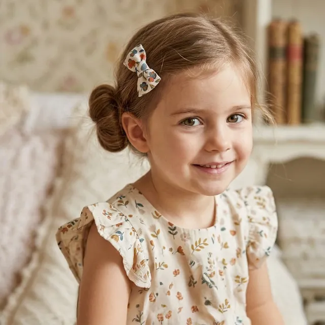 Petite Citrouille Célestine molletta bambina ecru fiori cotone