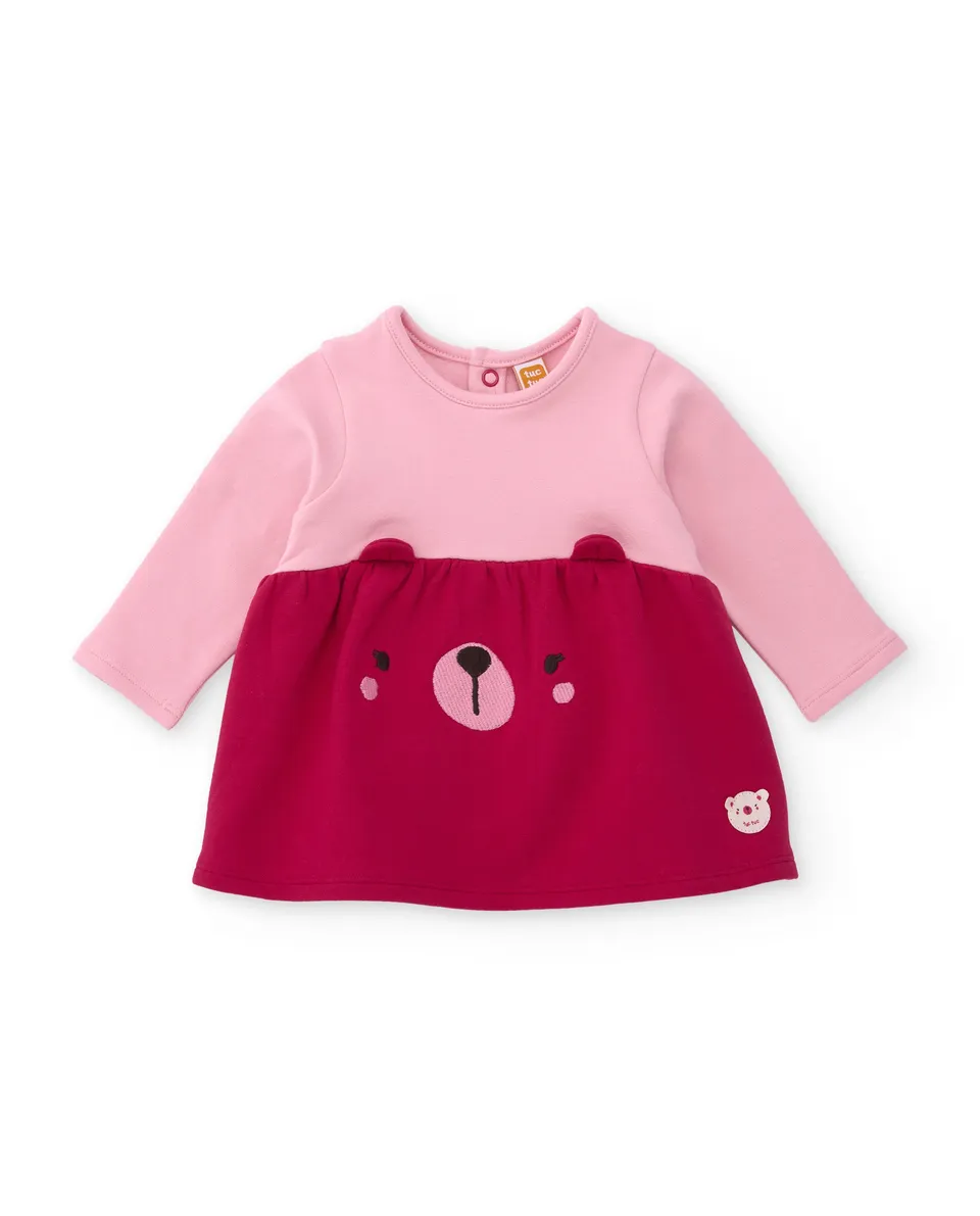 TucTuc Vestiti Abito Neonata Bordeaux Felpa Orso Ricamato