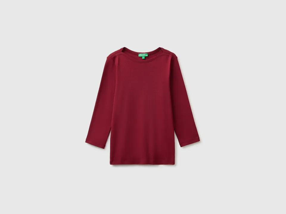 United Colors of Benetton Maglietta Scollo Barca Cotone Slim