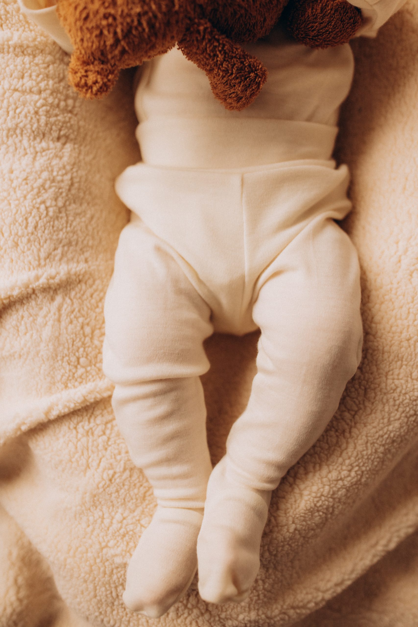 Woolly Organic NOOS Leggings neonato con piedini lana merino seta