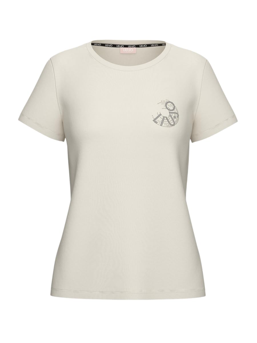 Liu-Jo Baby T-shirt con Strass maglietta L nera cotone