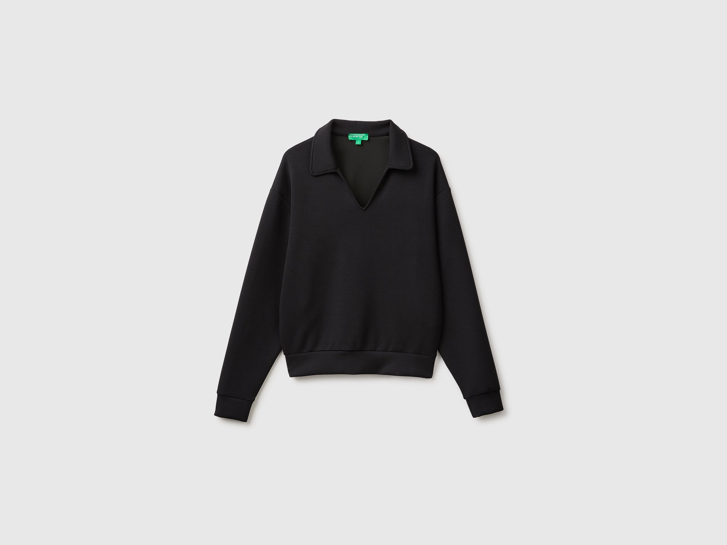 Benetton Felpa Scollo Polo Modale Manica Lunga Taglia M