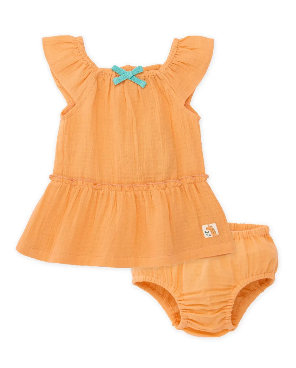 TucTuc Vestiti vestito neonato arancione volant con culottina