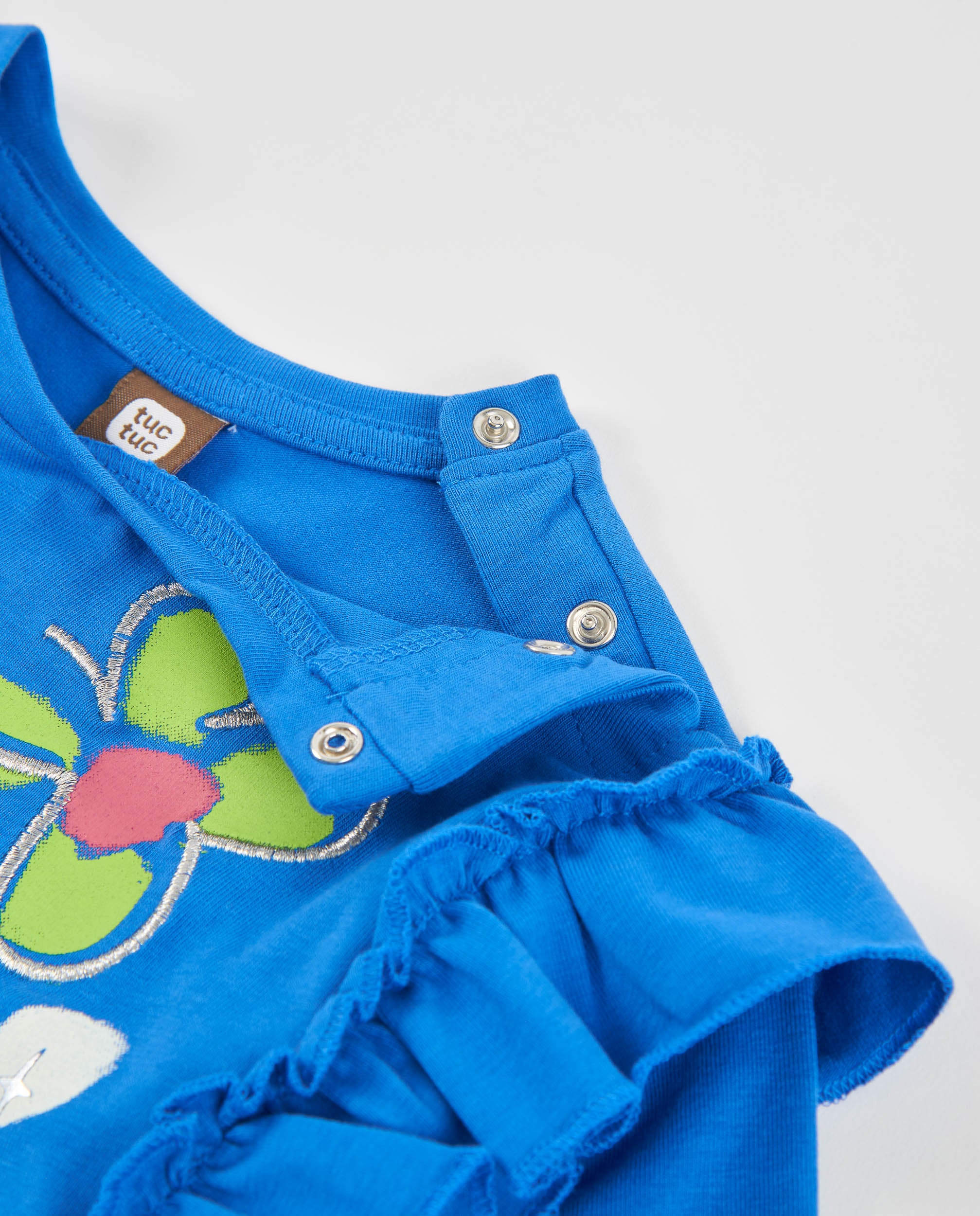 TucTuc Magliette Maglia Bambina Blu Fiori