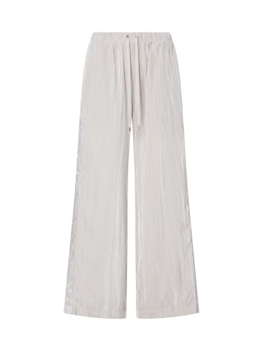 Liu Jo Pantaloni Velluto Crinkle Elastico Coulisse Blu Bianco