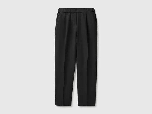 United Colors of Benetton Pantaloni Lino Carrot Taglia S