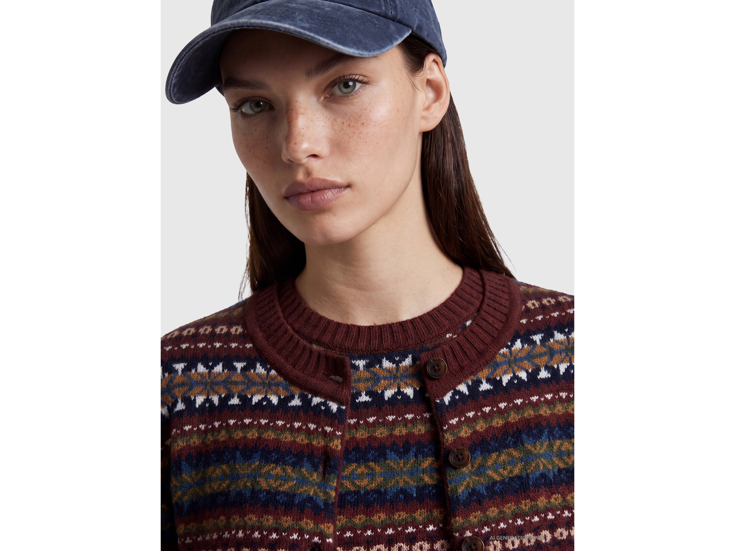 United Colors of Benetton Cardigan Jacquard lana collo tondo