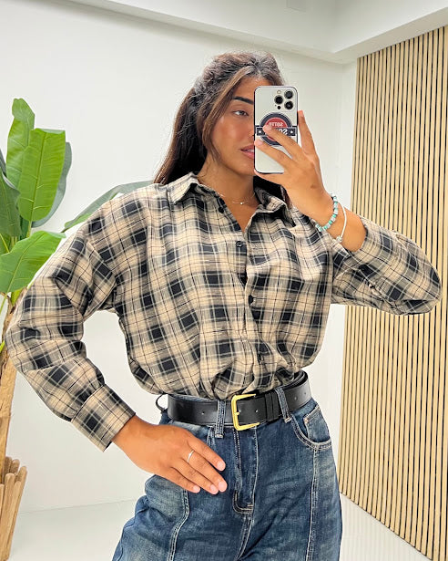 Sottosopra Donna camicia fi10 quadri nera unica