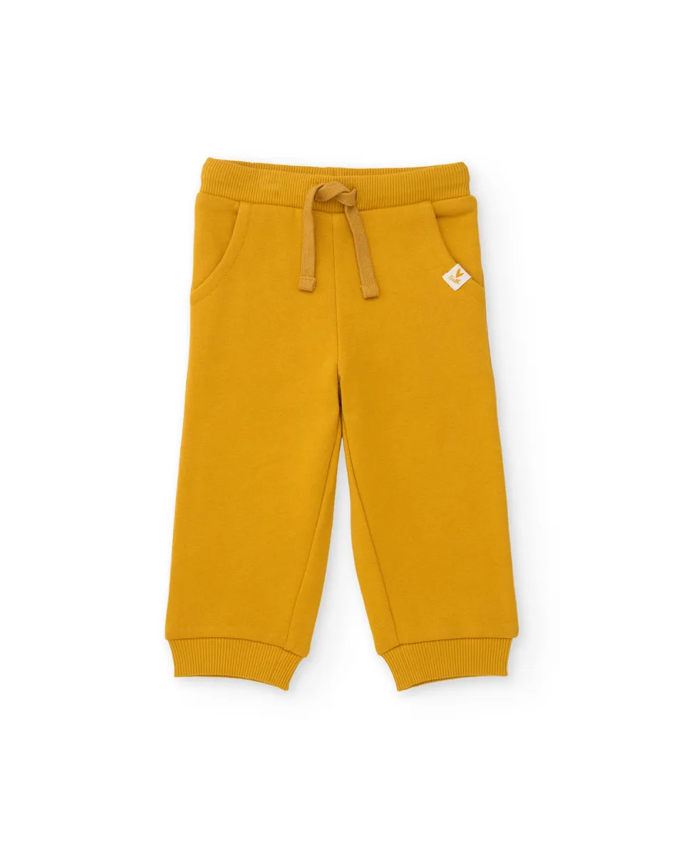 TucTuc Pantaloni joggers bambina senape felpa elastico