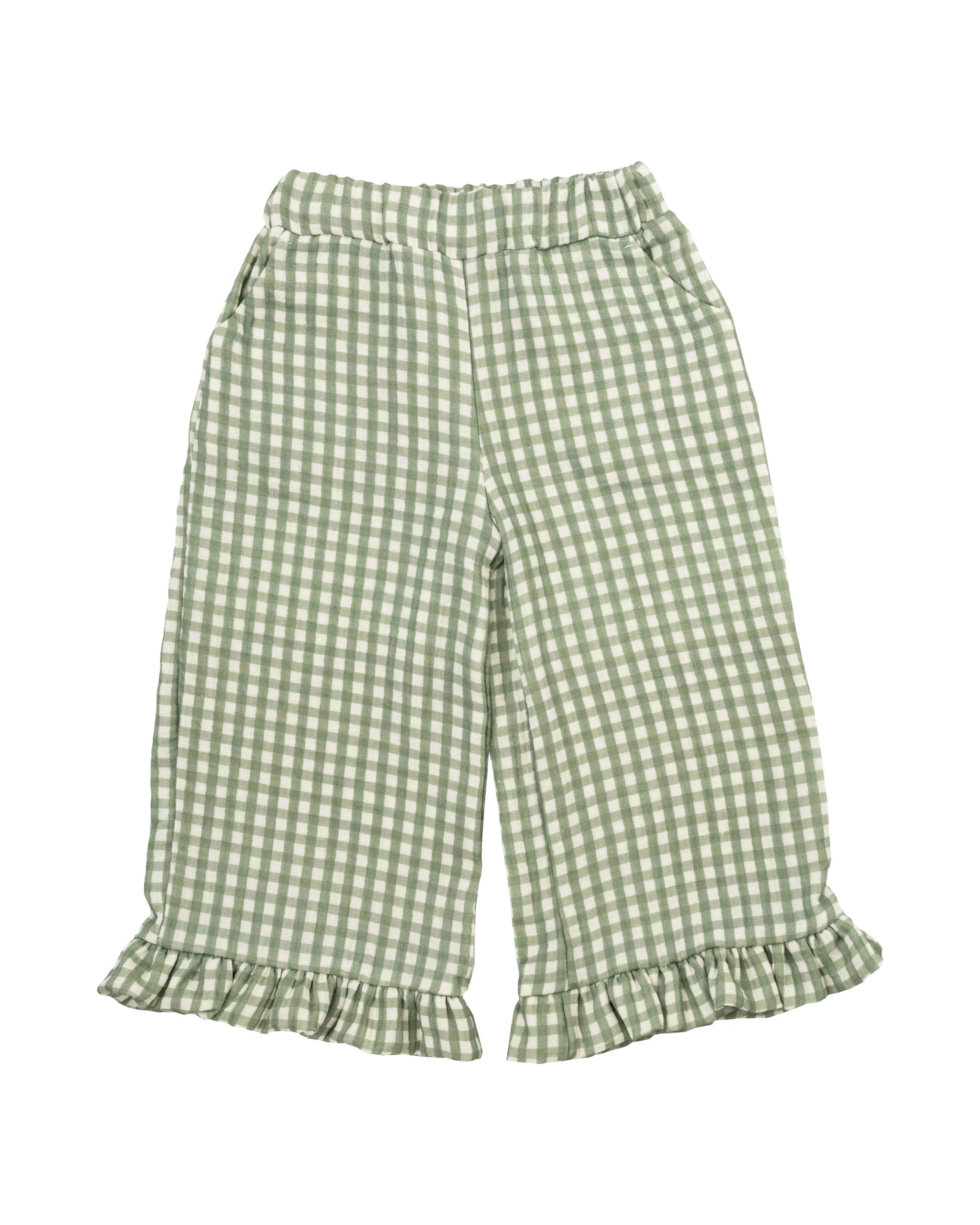 Woolly Organic Kids Trousers Ruffle pantaloni mussola cotone