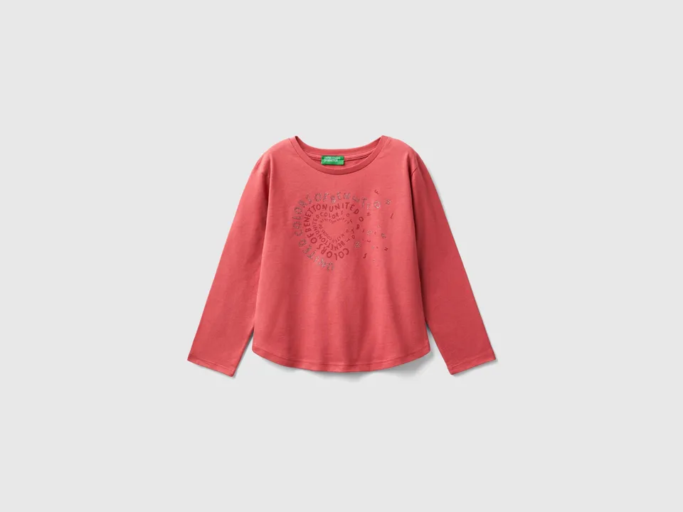United Colors of Benetton t-shirt cotone bio stampa glitter 104
