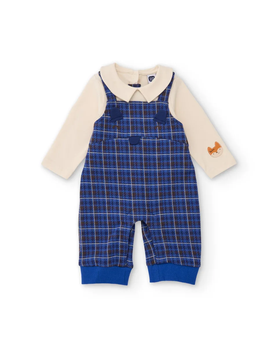 TucTuc Tutine Tutina neonato blu quadri volpe maglia cotone