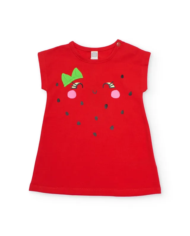TucTuc Vestiti abitino bimba rosso viso ricamato
