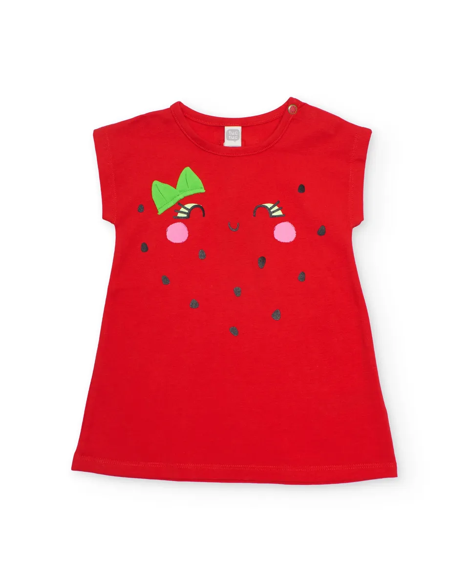 TucTuc Vestiti abitino bimba rosso viso ricamato