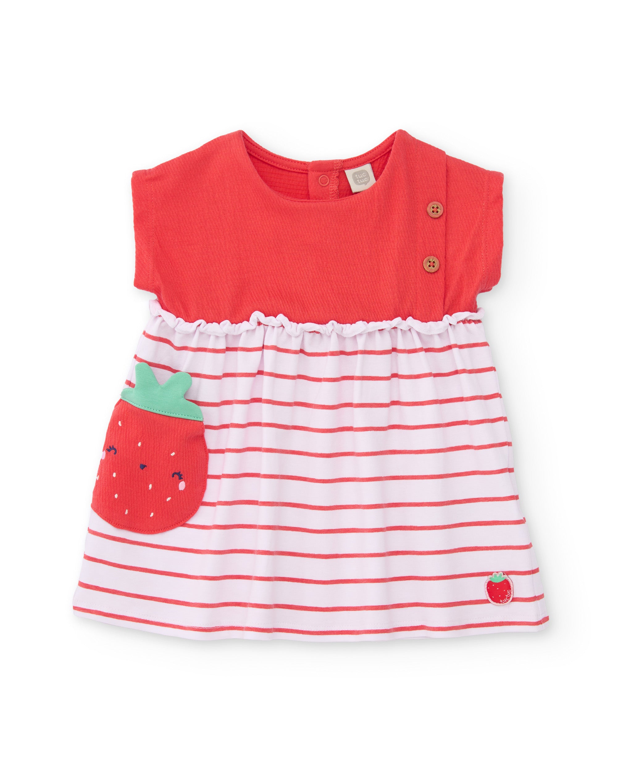 TucTuc Vestiti Neonata Rosso 0-24 Mesi Tasca Fragola+Righe