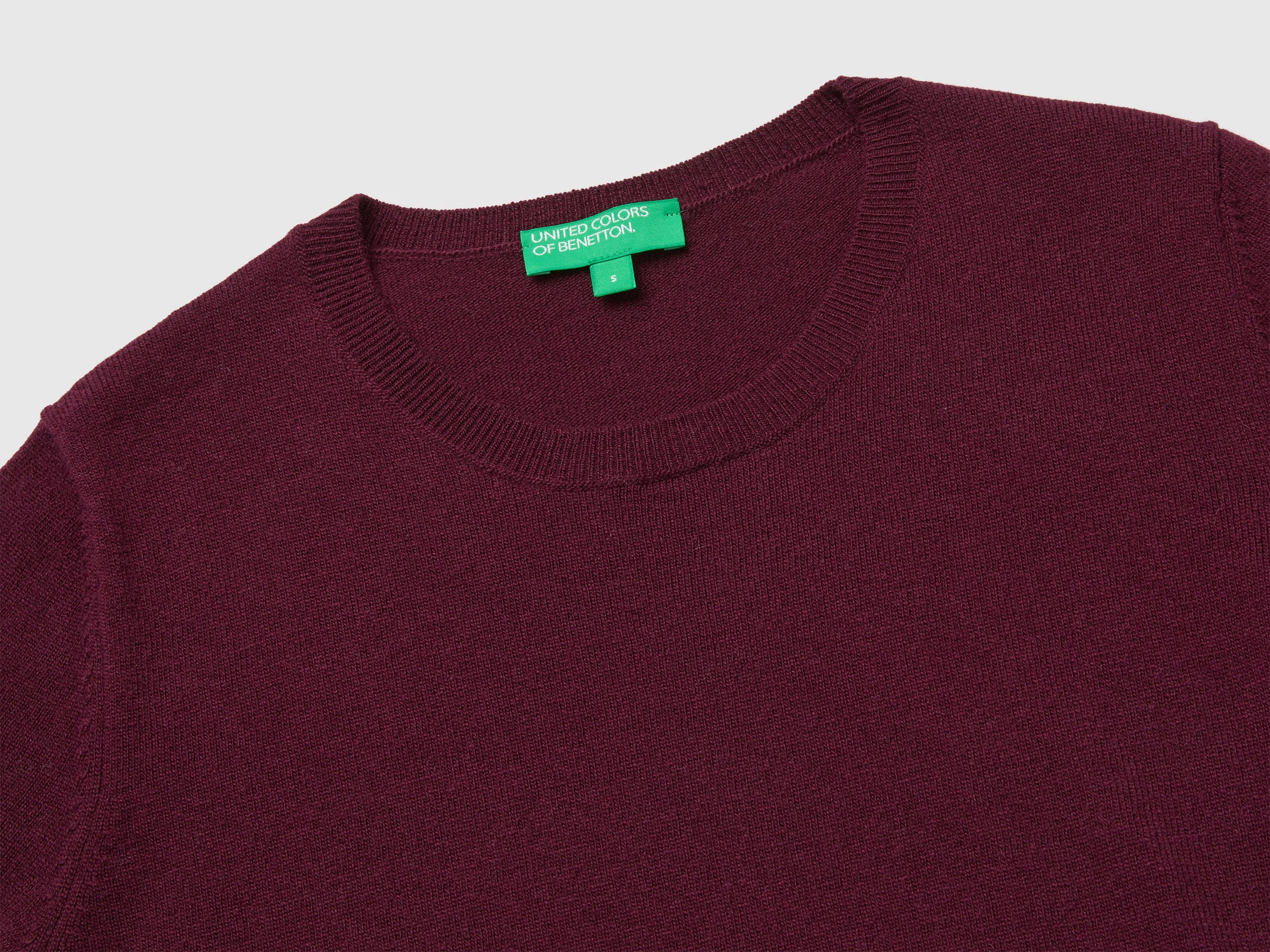 United Colors of Benetton Maglione manica corta lana merino prugna