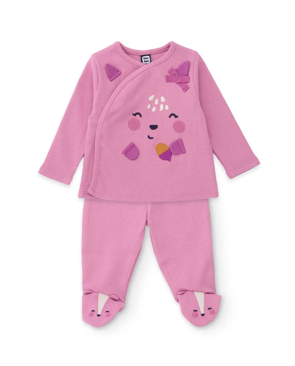 TucTuc Completi Completo Neonato Maglia Rosa con Piedini