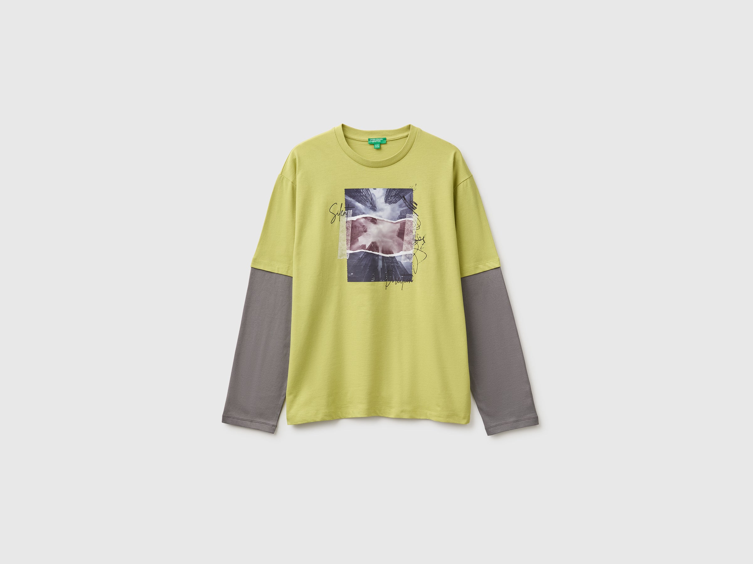 Benetton T-Shirts and Tops T-shirt bio cotone stampa manica lunga