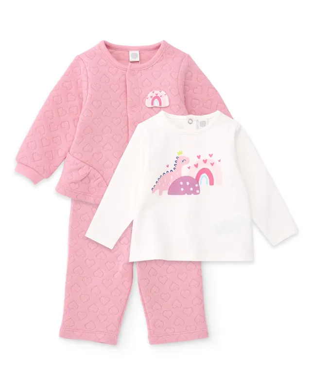 TucTuc Completi set neonata rosa 3 pezzi stampa cuori