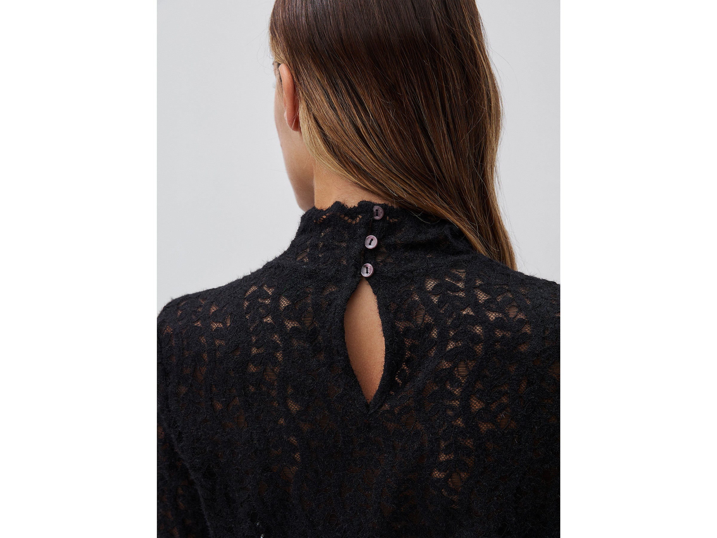 United Colors of Benetton Blusa Pizzo Collo Alto Manica Lunga XS