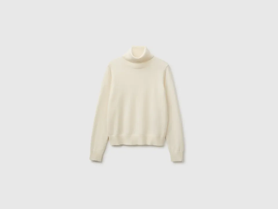 Benetton Dolcevita cashmere crema collo alto