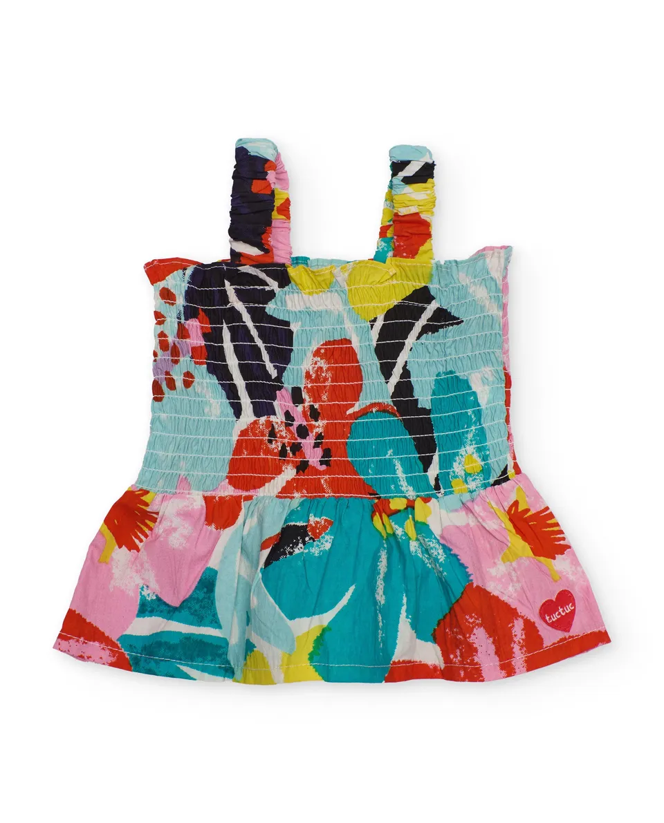 TucTuc Magliette Top Bambina Multicolore Floreale Smock