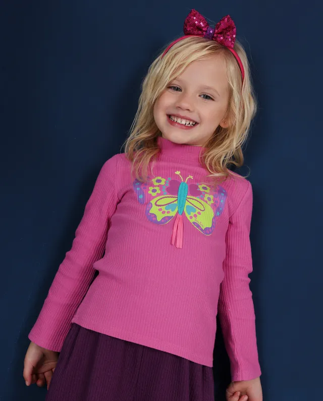 TucTuc Magliette bambina rosa farfalle maniche lunghe cotone