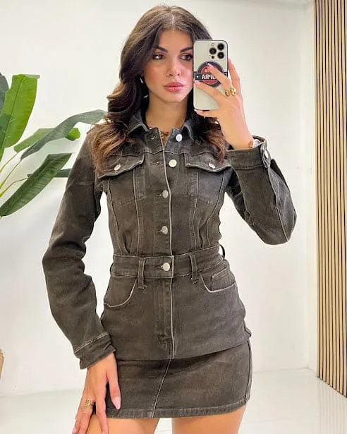 Sottosopra jejf602 abito jeans fango L elasticizzato