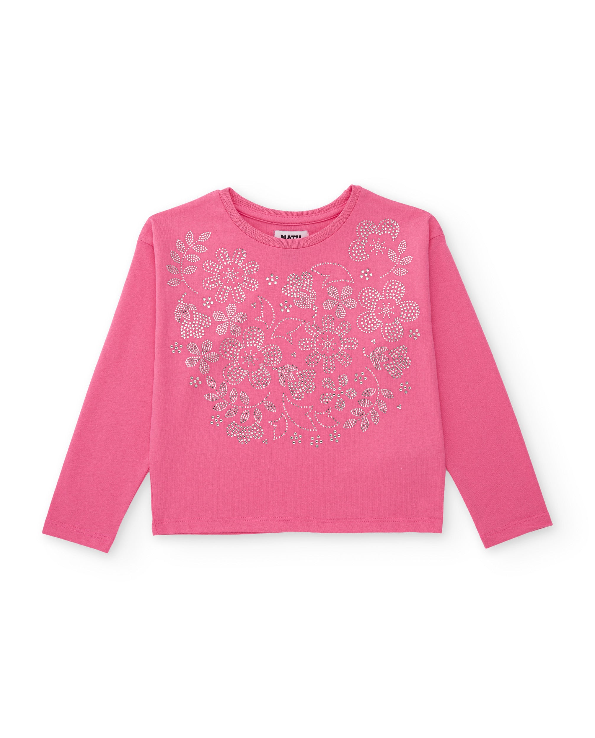 TucTuc Magliette t-shirt maglia rosa floreale strass 6A
