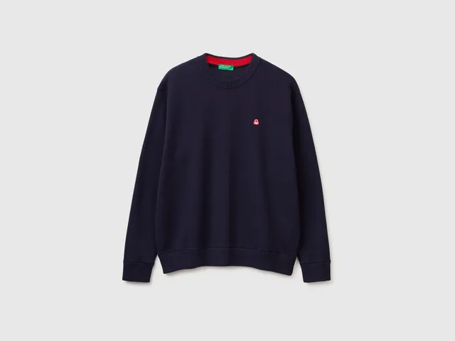United Colors of Benetton 1UAEU10B6 Maglione Cotone Relaxed Logo