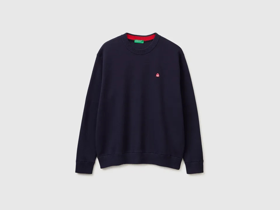United Colors of Benetton 1UAEU10B6 Maglione Cotone Relaxed Logo