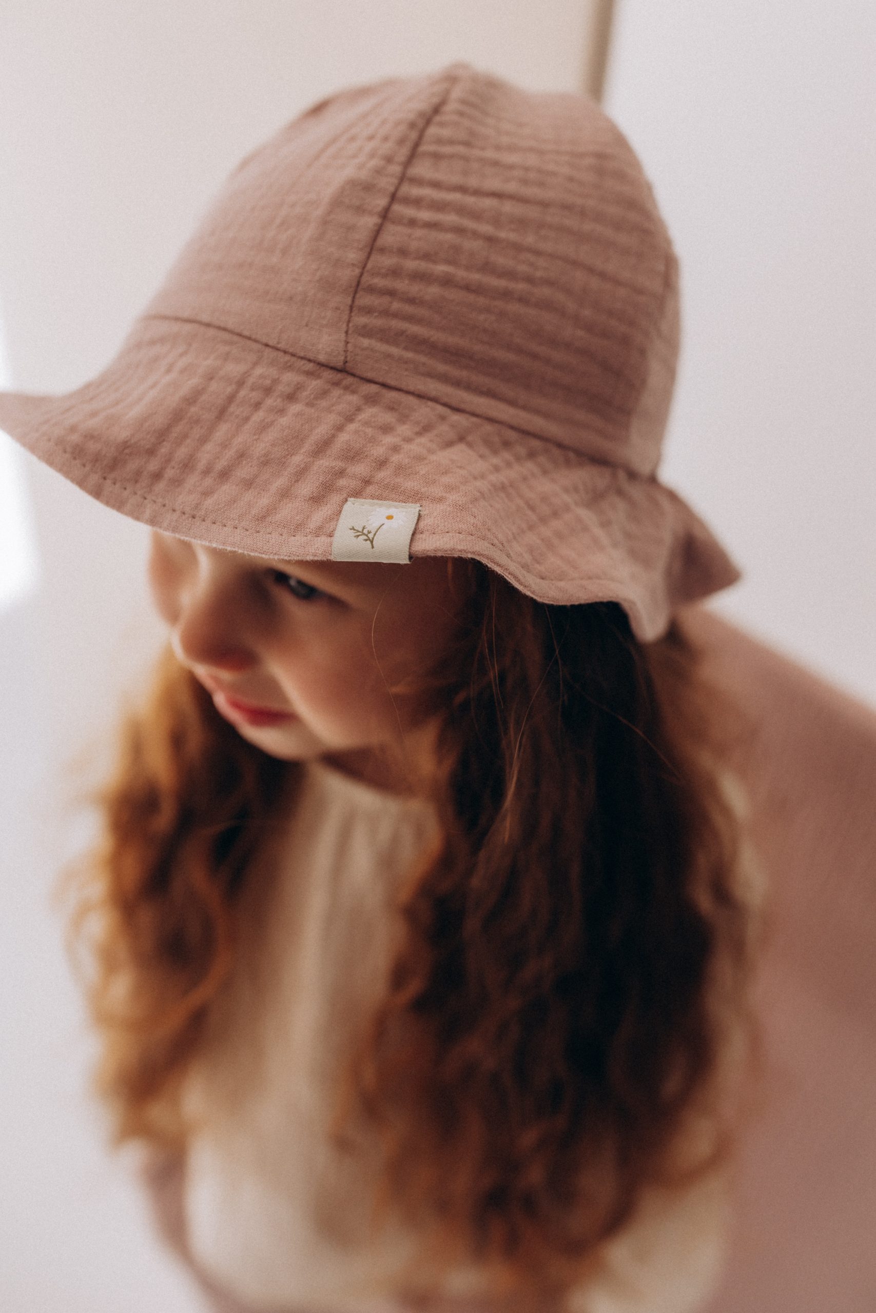Woolly Organic Kids Hats Sun Hat cappello sole Rose Clay mussola cotone