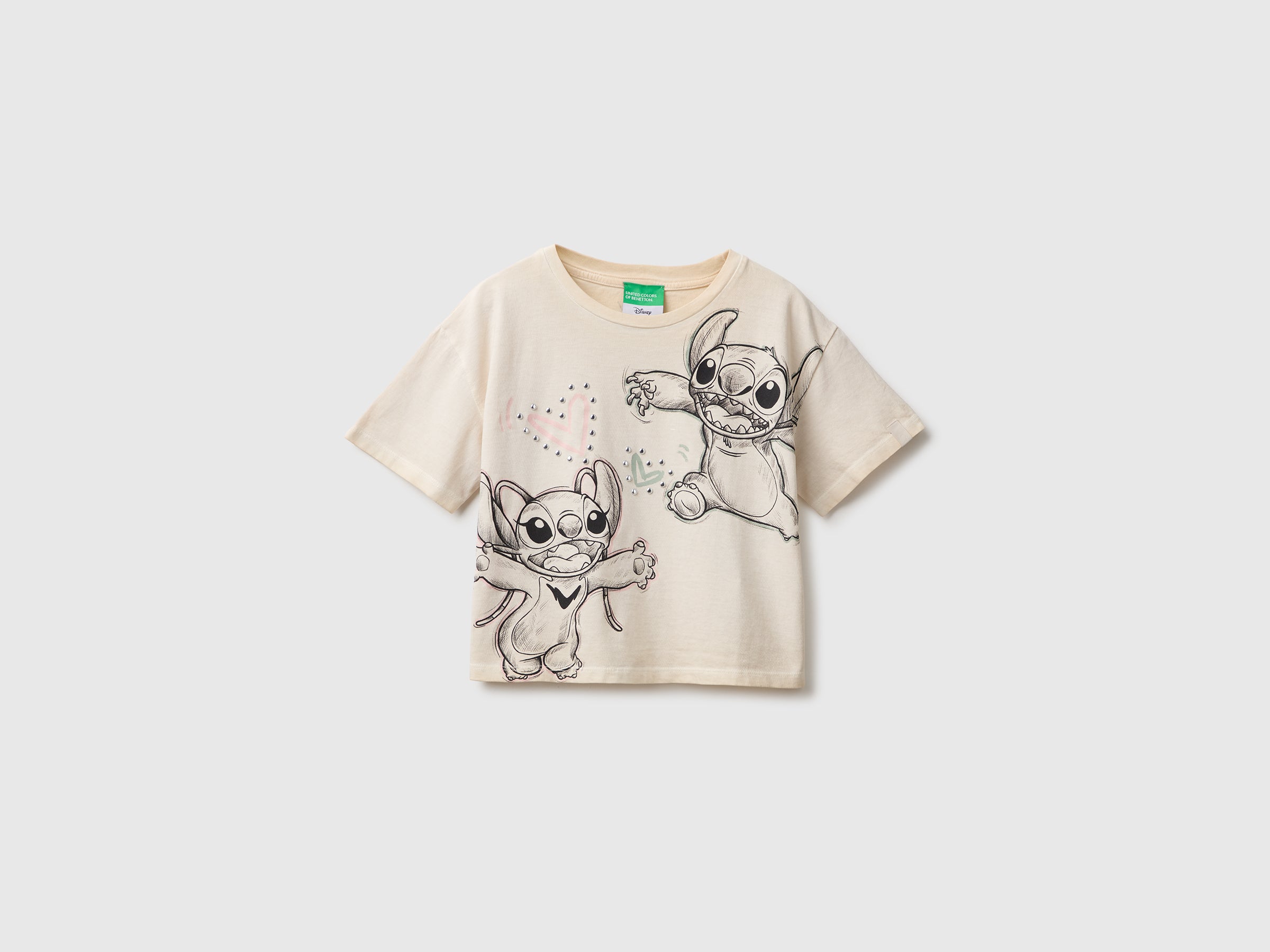 Benetton Lilo & Stitch T-shirt cropped cotone applique