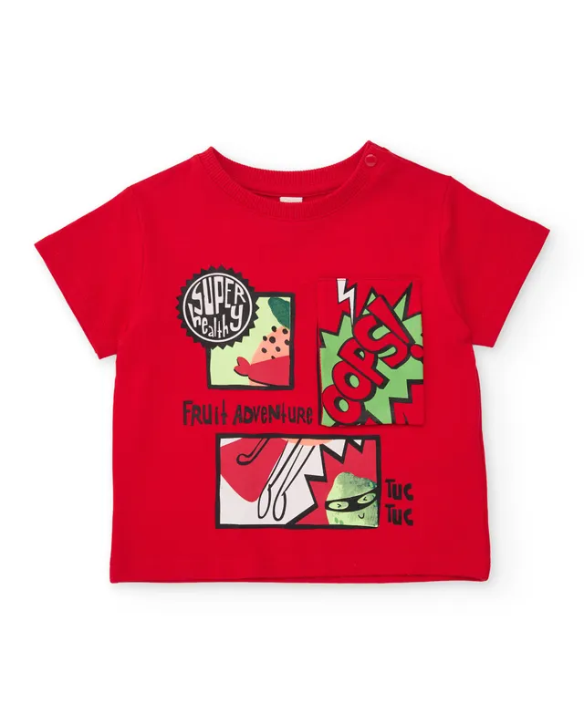 TucTuc Magliette T-Shirt Bimbo Cotone Rosso Fumetto 6 Mesi