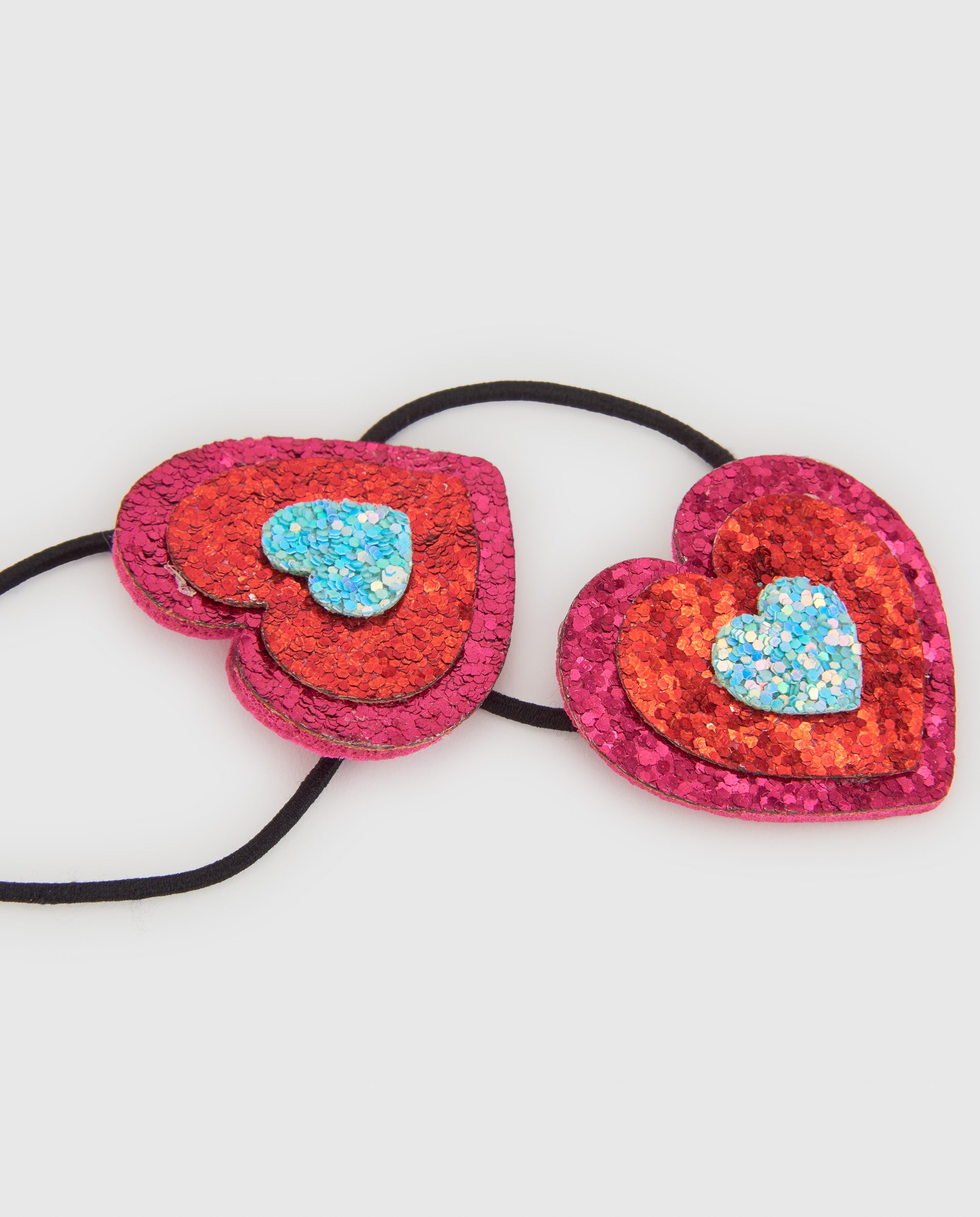 TucTuc Accessori Elastici capelli bambina cuori glitter rossi