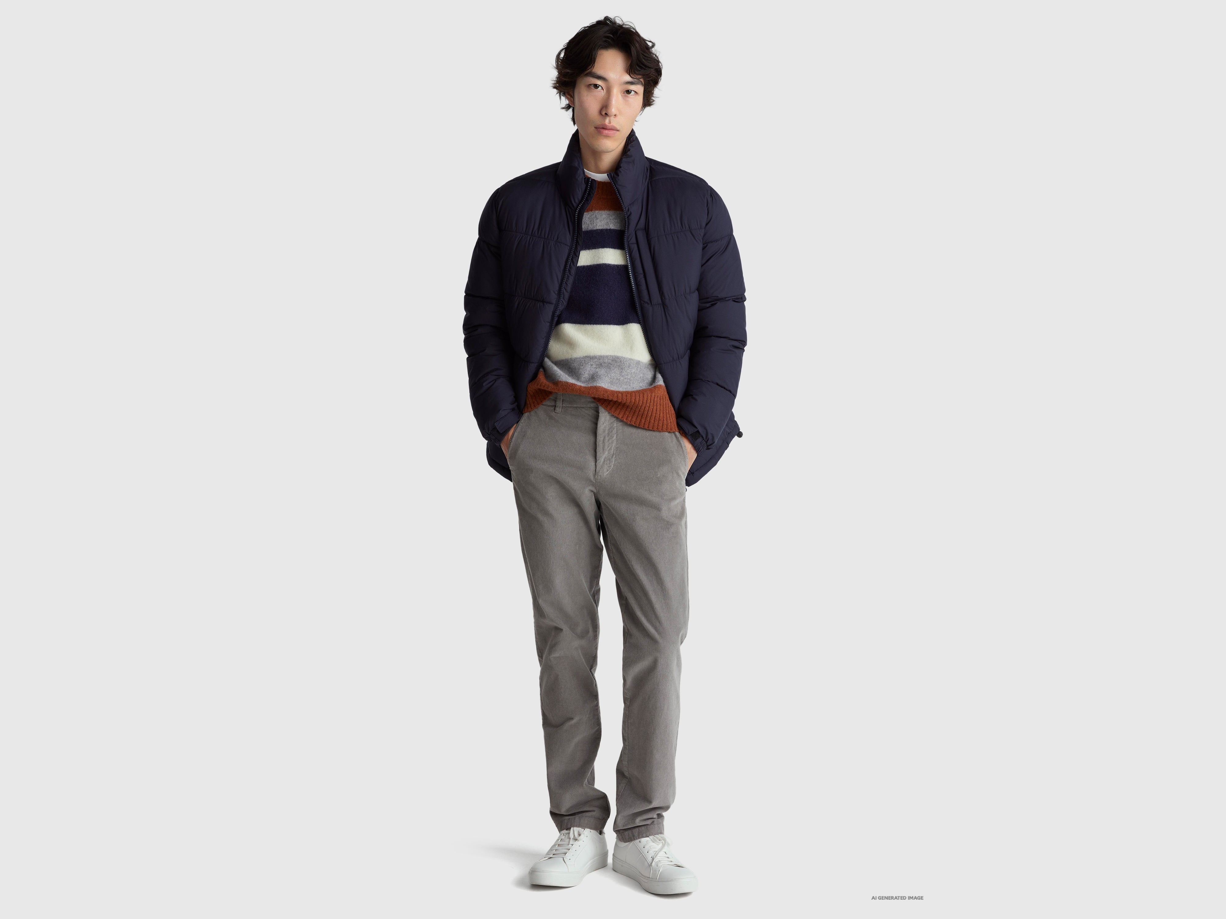 United Colors of Benetton Maglione righe lana Shetland maniche lunghe