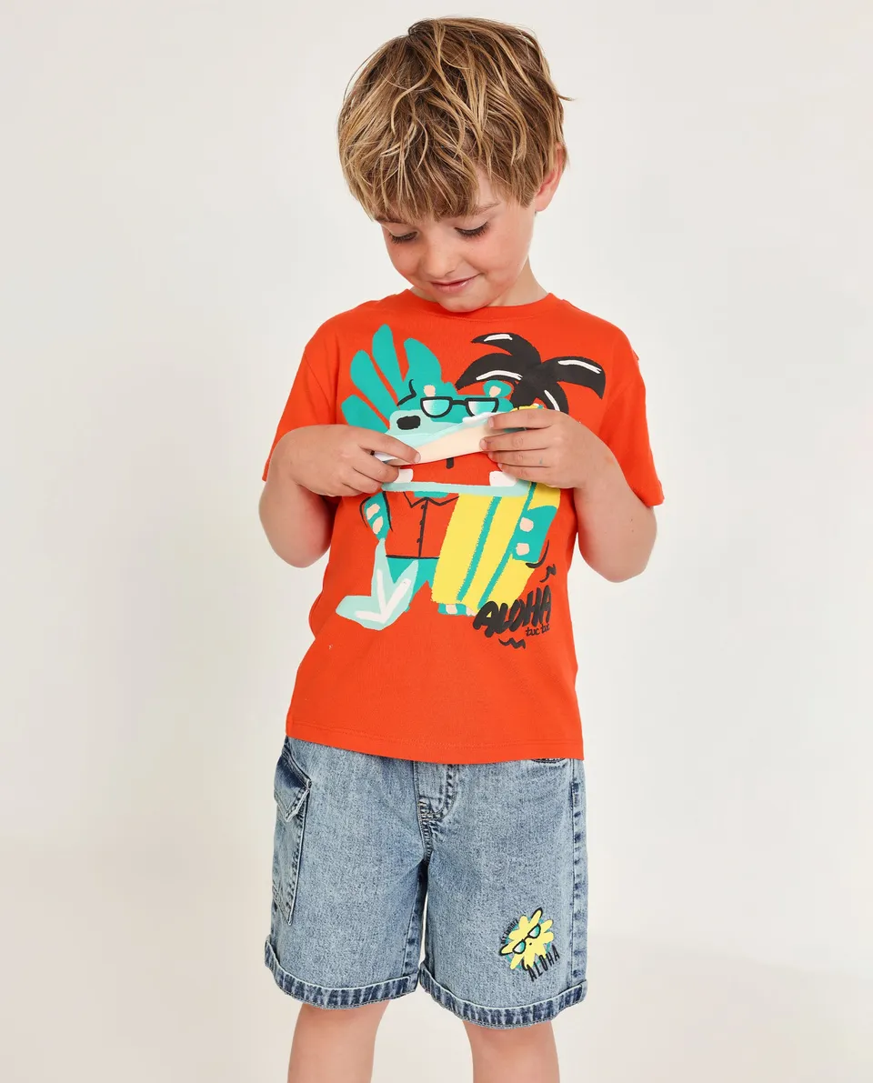 TucTuc Bermuda jeans bambino denim vita elastica