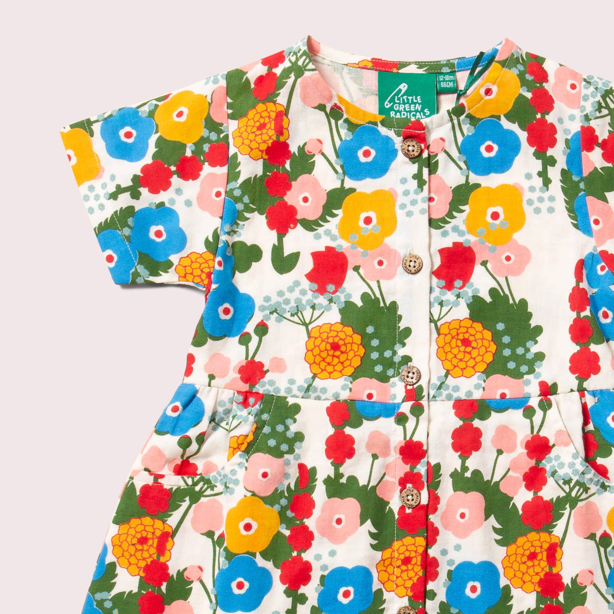 Little Green Radicals vestito floreale cotone biologico 2-3 anni