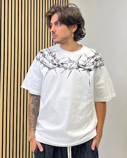 Sottosopra ANL815551 t-shirt uomo stampa spine nero cotone