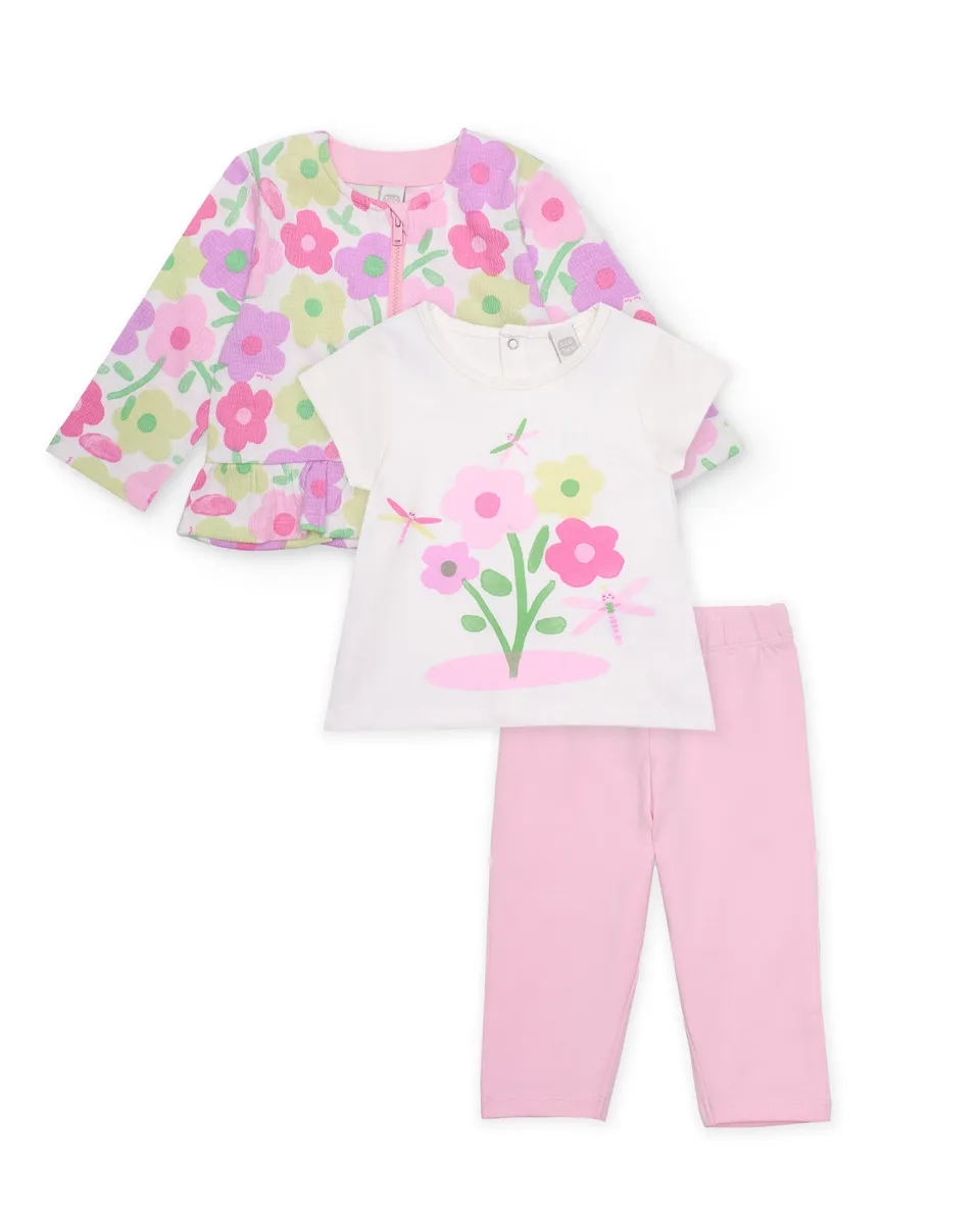 TucTuc Completi Completo Neonata Rosa 3 Pezzi Fiori
