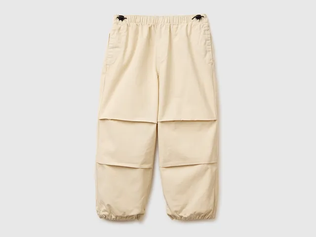 United Colors of Benetton pantaloni parachute cotone tasche