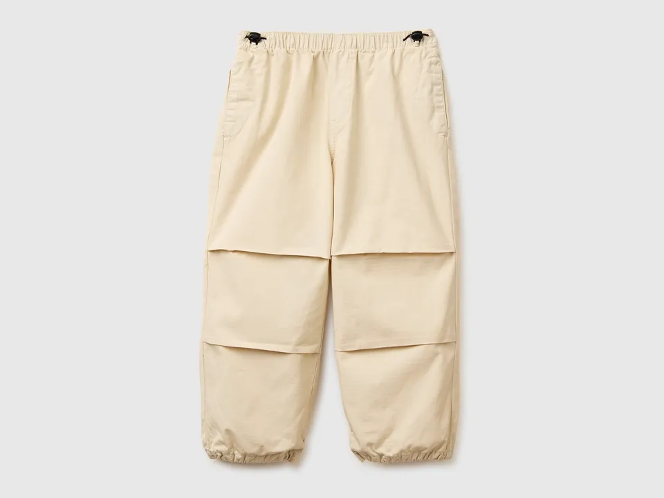 United Colors of Benetton pantaloni parachute cotone tasche