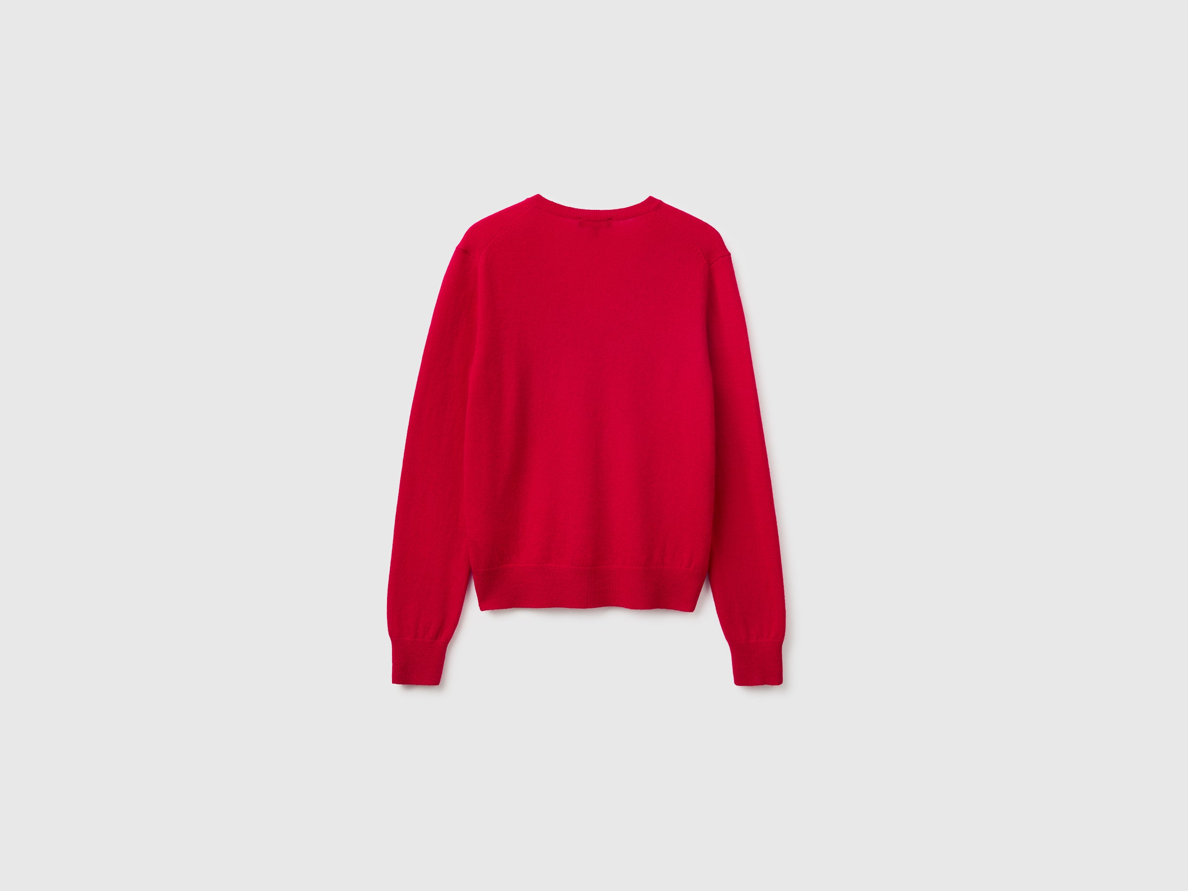 United Colors of Benetton Maglione Scollo V Rosso Prugna Lana Merino