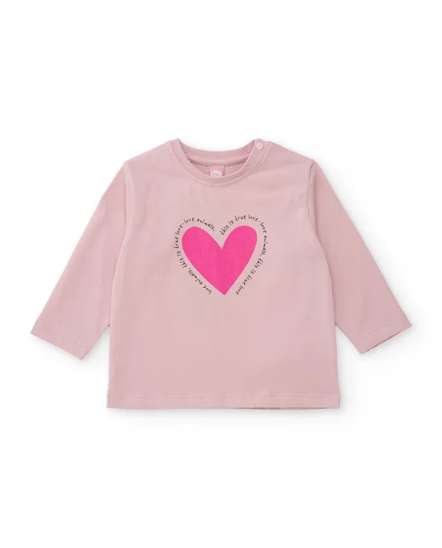 TucTuc Magliette maglia bambina rosa cuore maniche lunghe