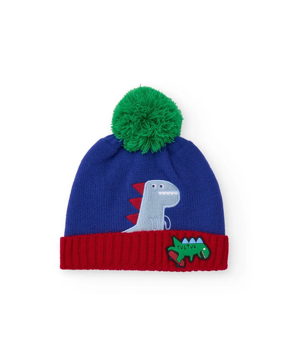 TucTuc Accessori berretto bimbo maglia dinosauri blu