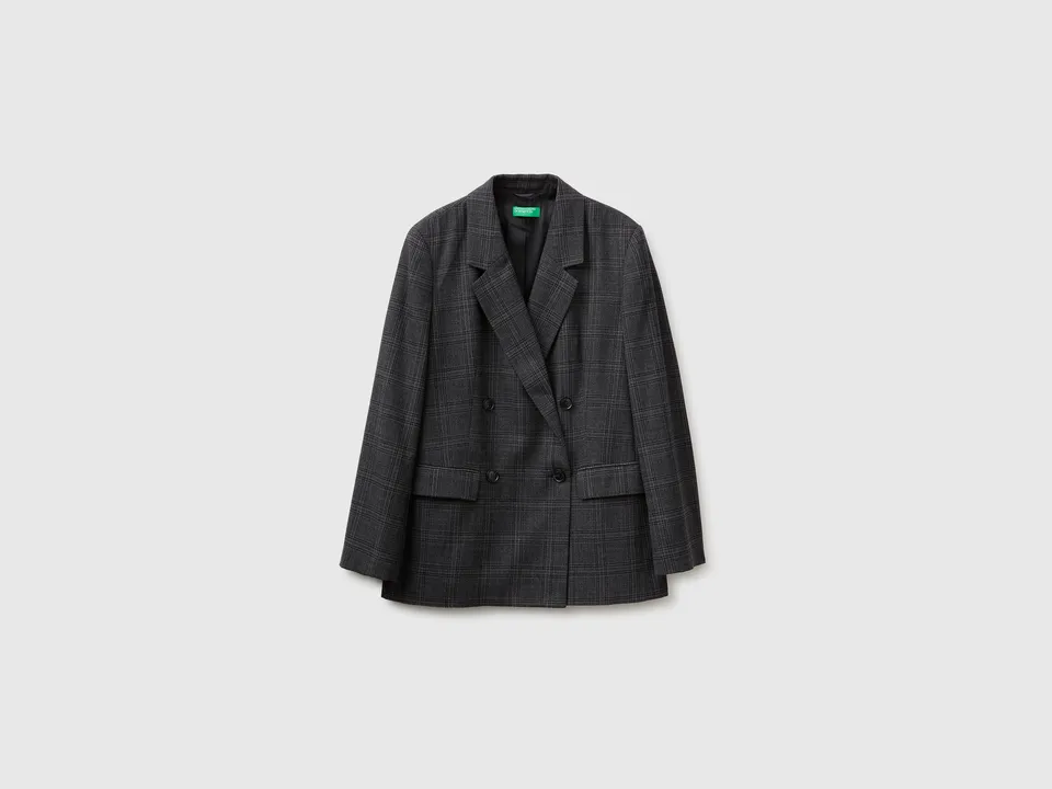 Benetton blazer tartan 44 doppiopetto viscosa revers